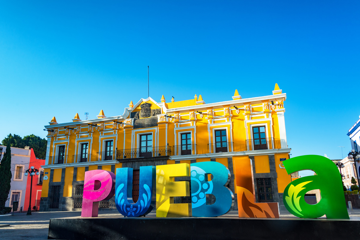 Puebla Sign and Theater